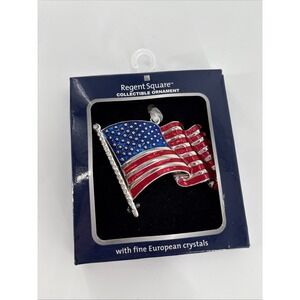 Regent Square Studio Design American Flag Ornament with European Crystals 2020